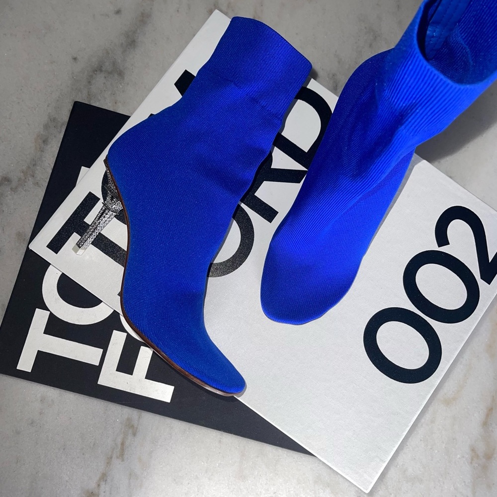 Vetements Blue Eiffel Tower Sock Ankle Boots